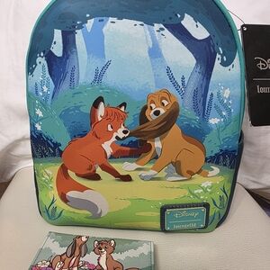 NWT Loungefly Fox & The Hound Backpack And Wallet